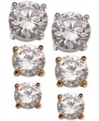 Giani Bernini 3-Pc. Set Cubic Zirconia Stud Earrings in Sterling Silver, 18k Gold-Plated and Rose Gold-Plated Sterling Silver, Created for Macy's