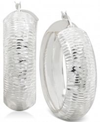 Small Textured Hoop Earrings in Sterling Silver