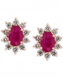 Amore by Effy Certified Ruby (1-9/10 ct. t. w. ) and Diamond (3/4 ct. t. w. ) Earrings in 14k Rose Gold, Created for Macy's