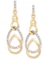Signature Diamonds Interlocked Teardrop Drop Earrings in 14k Gold over Resin Core Diamond and Crystallized Diamond Dust