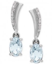 Aquamarine (3/4 ct. t. w. ) and Diamond Accent Drop Earrings in 14k White Gold