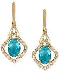 Apatite (1-3/4 ct. t. w. ) and Diamond (1/5 ct. t. w. ) Drop Earrings in 14k Gold