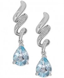 Aquamarine (1-7/8 ct. t. w. ) and Diamond Accent Twist Drop Earrings in Sterling Silver