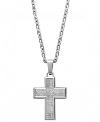 Men's Diamond Cross Pendant Necklace in Stainless Steel (1/3 ct. t. w. )