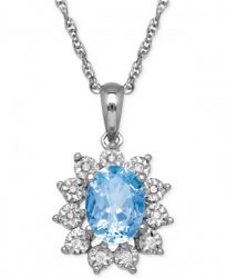 Blue Topaz (1-3/8 ct. t. w. ) and Diamond Accent Pendant Necklace in 14k White Gold