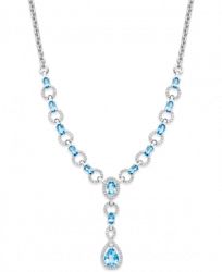Blue Topaz (5-1/4 ct. t. w. ) and White Topaz (3/4 ct. t. w. ) Lariat Necklace in Sterling Silver