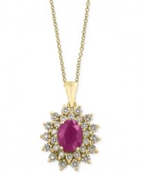 Amore by Effy Certified Ruby (1-3/8 ct. t. w. ) and Diamond (3/4 ct. t. w. ) Pendant Necklace in 14k Gold, Created for Macy's