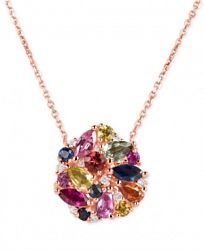 Multi-Sapphire (2-9/10 ct. t. w. ) and Diamond (1/10 ct. t. w. ) Pendant Necklace in 14k Rose Gold