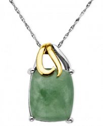 14k Gold and Sterling Silver Pendant, Jade Rectangle (5-3/8 ct. t. w. )