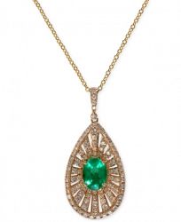 Brasilica by Effy Emerald (1-1/10 ct. t. w. ) and Diamond (4/5 ct. t. w. ) Pendant Necklace in 14k Gold