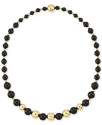 Signature Gold Onyx Beaded Necklace (6, 8 and 10mm) in 14k Gold over Resin