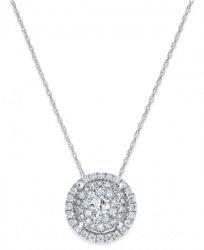Diamond Round Cluster Pendant Necklace (3/4 ct. t. w. ) in 14k White Gold