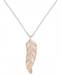 Diamond Feather Pendant Necklace (1/4 ct. t. w. ) in 14k Rose Gold-Plated Sterling Silver