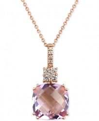 Rose Amethyst (6 ct. t. w. ) and Diamond (1/5 ct. t. w. ) Pendant Necklace in 14k Rose Gold