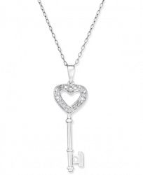 Diamond Heart-Key Pendant Necklace (1/10 ct. t. w. ) in Sterling Silver