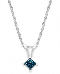 10k White Gold Blue Diamond Pendant Necklace (1/6 ct. t. w. )