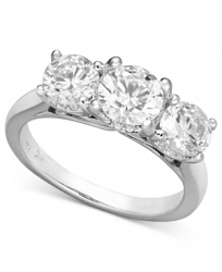 X3 Certified Three-Stone Diamond Ring in 14k White Gold (2 ct. t. w. ), Created for Macy's