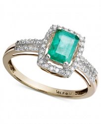 Emerald (9/10 ct. t. w. ) and Diamond (1/5 ct. t. w. ) Ring in 14k Gold
