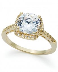 Giani Bernini 18k Gold over Sterling Silver Ring, Cushion-Cut Cubic Zirconia Ring (3-1/3 ct. t. w. ), Created for Macy's