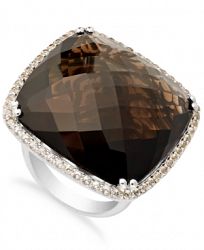 Sterling Silver Smokey Quartz (53-1/3 ct. t. w. ) and White Topaz (2-3/4 ct. t. w. ) Oversized Ring