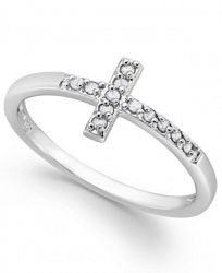 Diamond Cross Ring in Sterling Silver (1/10 ct. t. w. )