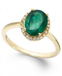 Emerald and White Sapphire Oval Ring in 10k Gold (2 ct. t. w. ), Created for Macy's