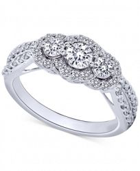 Diamond Three-Stone Ring in 14k White Gold (1 ct. t. w. )