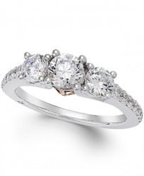 Certified Marchesa Diamond Three-Stone Ring (1-1/2 ct. t. w. ) in 18k White Gold