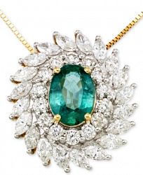 Rare Featuring Gemfields Certified Emerald (9/10 ct. t. w. ) and Diamond (1-1/4 ct. t. w. ) Pendant Necklace in 14k Gold