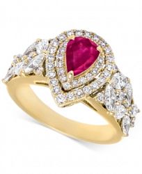 Rare Featuring Gemfields Certified Ruby (5/8 ct. t. w. ) and Diamond (1-1/10 ct. t. w. ) Ring in 14k Gold