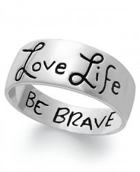 Love Life, Be Brave Engraved Ring Sterling Silver