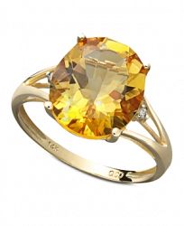 14k Gold Ring, Citrine (3-1/2 ct. t. w. ) and Diamond Accent Statement Ring
