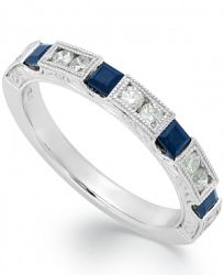 14k White Gold Sapphire (3/8 ct. t. w. ) and Diamond (1/3 ct. t. w. ) Alternating Ring