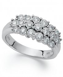 TruMiracle Three-Row Round-Cut Diamond Ring in Sterling Silver (1/2 ct. t. w. )