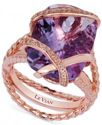 Le Vian Amethyst (10-3/4 ct. t. w. ) and Diamond (1/6 ct. t. w. ) Wrap Ring in 14k Rose Gold