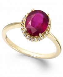 Ruby and White Sapphire Oval Ring in 10k Gold (2-1/4 ct. t. w. ), Created for Macy's