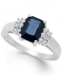 Sapphire (1-9/10 ct. t. w. ) and Diamond (1/5 ct. t. w. ) Ring in 14k White Gold