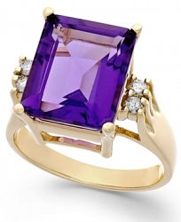 Amethyst (6 ct. t. w. ) and Diamond (1/8 ct. t. w. ) Ring in 14k Gold
