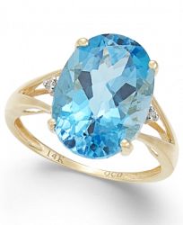 Blue Topaz (6-1/2 ct. t. w. ) and Diamond Accent Ring in 14k Gold