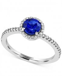 Royal Bleu by Effy Sapphire (1 ct. t. w. ) and Diamond (1/5 ct. t. w. ) Ring in 14k White Gold, Created for Macy's