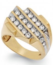 Men's Diamond Three-Row Ring in 10k Gold (1-1/2 ct. t. w. )