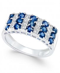 Sapphire (1-1/2 ct. t. w. ) and Diamond (1/5 ct. t. w. ) Statement Ring in 14k White Gold
