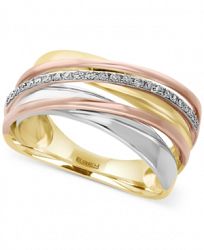 Effy Diamond Tri-Tone Ring (1/10 ct. t. w. ) in 14k Yellow, White and Rose Gold