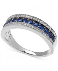 Sapphire (5/8 ct. t. w. ) and White Diamond (1/8 ct. t. w. ) Band in Sterling Silver (Size 7)