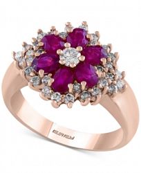 Effy Final Call Ruby (1-3/8 ct. t. w. ) and Diamond (5/8 ct. t. w. ) Flower Ring in 14k Rose Gold