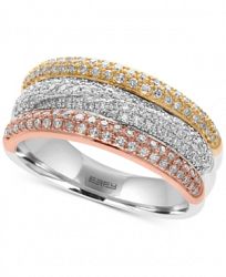 Effy Diamond (5/8 ct t. w. ) Three-Row Ring in 14k Tri-Color Gold