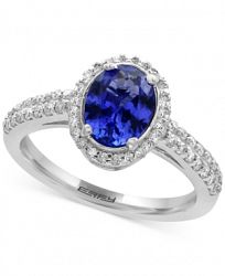 Effy Tanzanite Royale Tanzanite (1-1/8 ct. t. w. ) and Diamond (1/3 ct. t. w. ) Ring in 14k White Gold, Created for Macy's