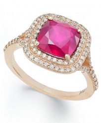 Rosa by Effy Ruby (3-1/8 ct. t. w. ) and Diamond (1/3 ct. t. w. ) Ring in 14k Rose Gold