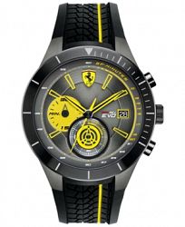 Ferrari Men's Chronograph Red Rev Evo Black Silicone Strap Watch 46mm 0830342