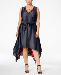Poetic Justice Trendy Plus Size Plaid-Lined Dress